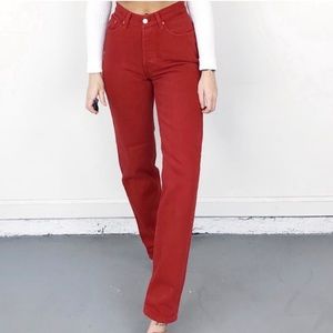 Vintage Reconstructed Red Levi’s with Split Hem